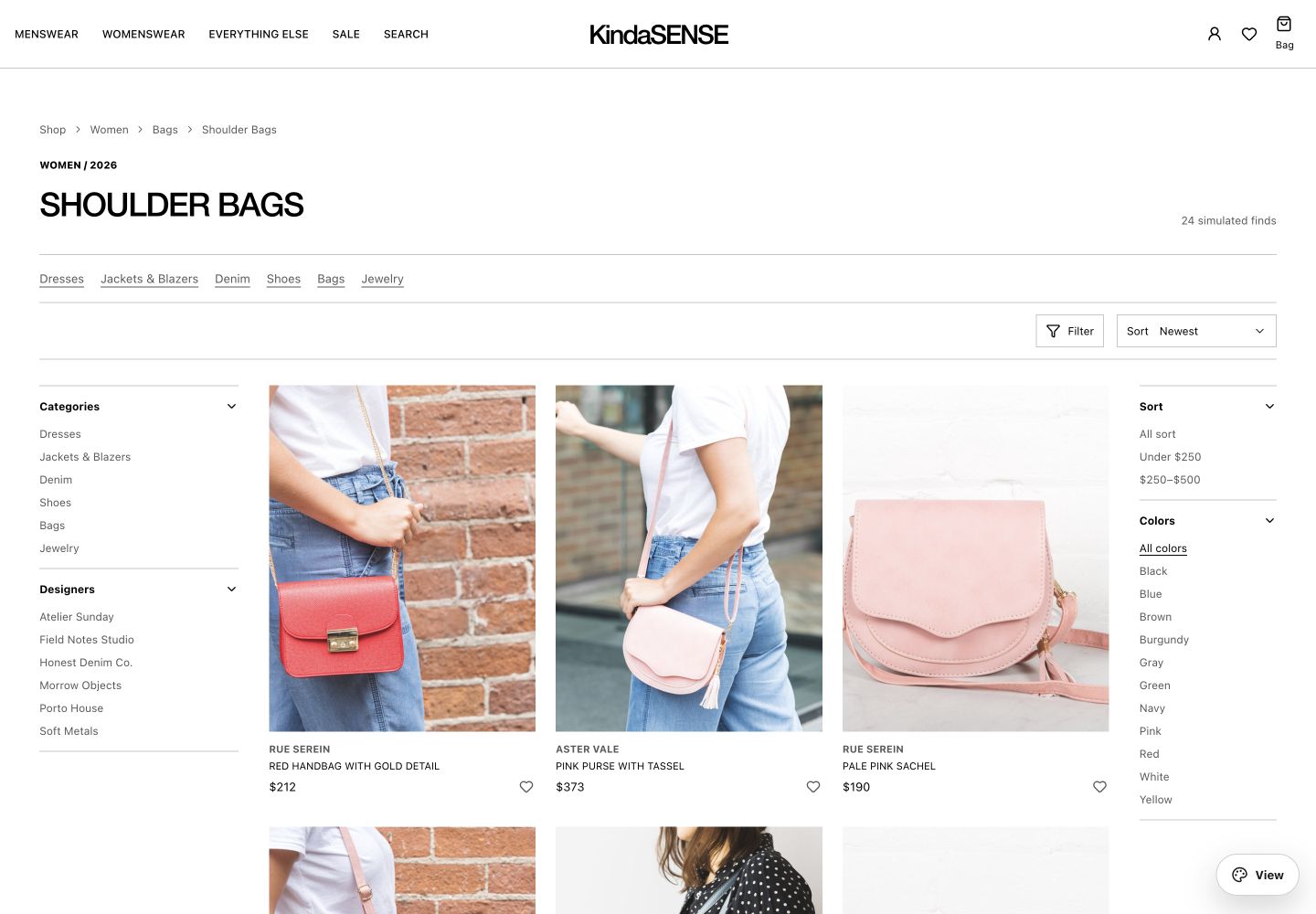 KindaSENSE utility storefront with category and color rails